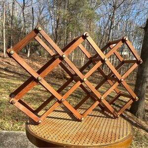 Vintage Wooden Accordion Folding Wine Rack